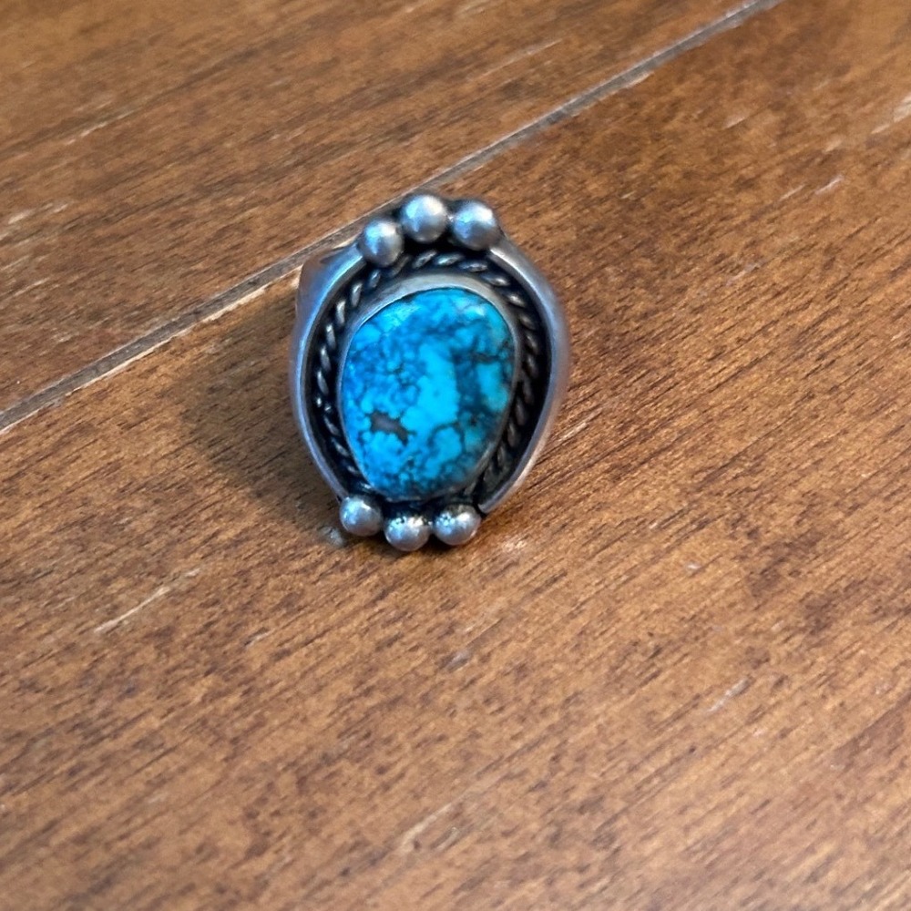 Vintage Sterling Silver Turquoise Ring Southwestern Boho Size 6.25 9.1g